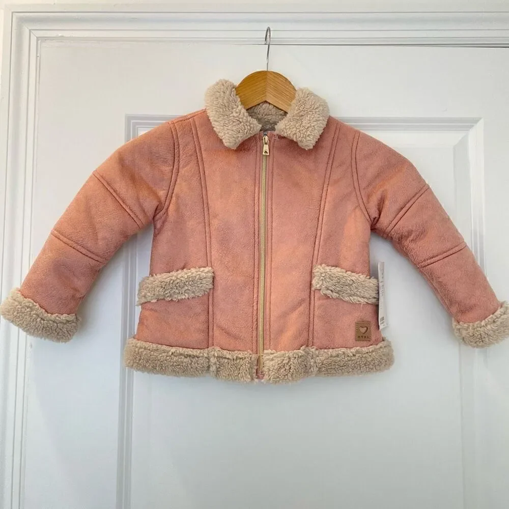 Mayoral Fleece Lined Faux Suede Coat Jacket size 4